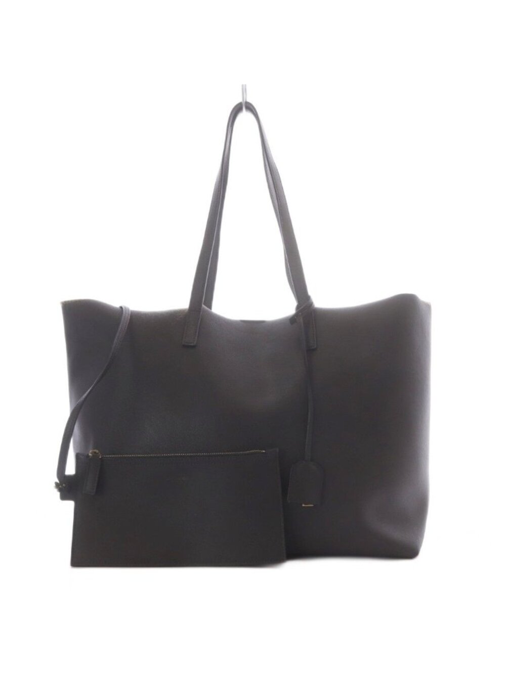 Saint Laurent Paris Tote Bag Leather Charcoal Gray